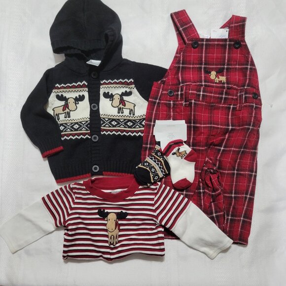 Gymboree Holiday Traditions NWT 3-6 month Overalls & sweater, Used 3-6 Bodysuit - Picture 3 of 6